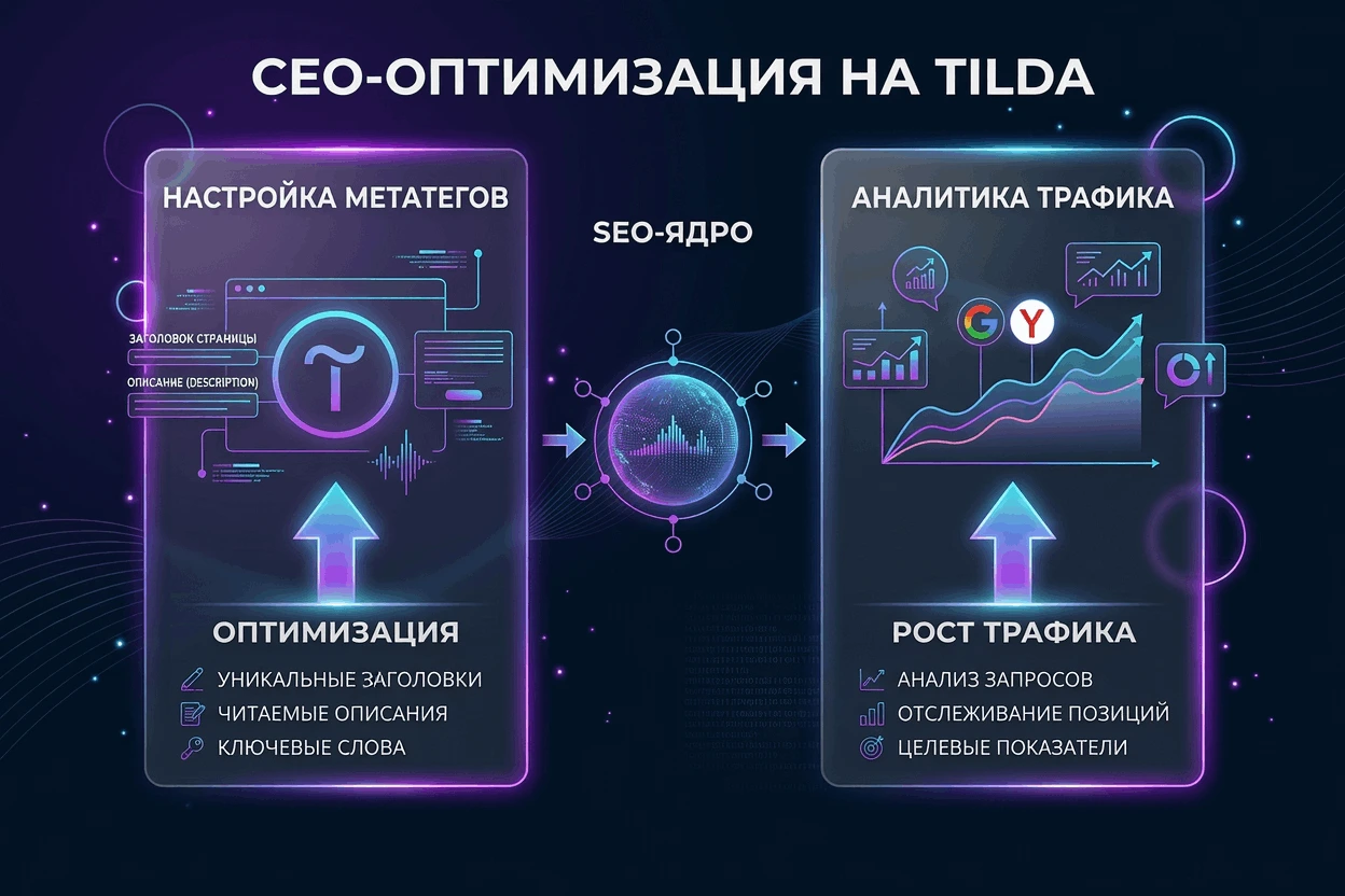 SEO-оптимизация сайта на Tilda: настройка метатегов и аналитика роста поискового трафика